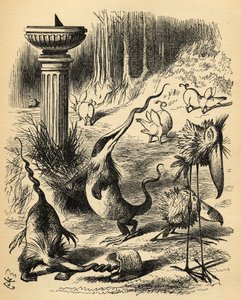 Borogoves、Toves and the Raths、「スルーザルーキンググラス」のイラスト、ルイスキャロル作（1832-98）、1871年に初公開